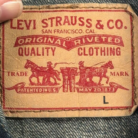 Levi's Jean Jacket Mens L Blue Stone Washed Denim Trucker Western Cowboy Y2K - Picture 8 of 12